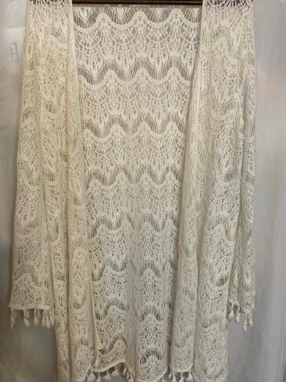 Lace Open-Front Cardigan Sweater - Ivory
